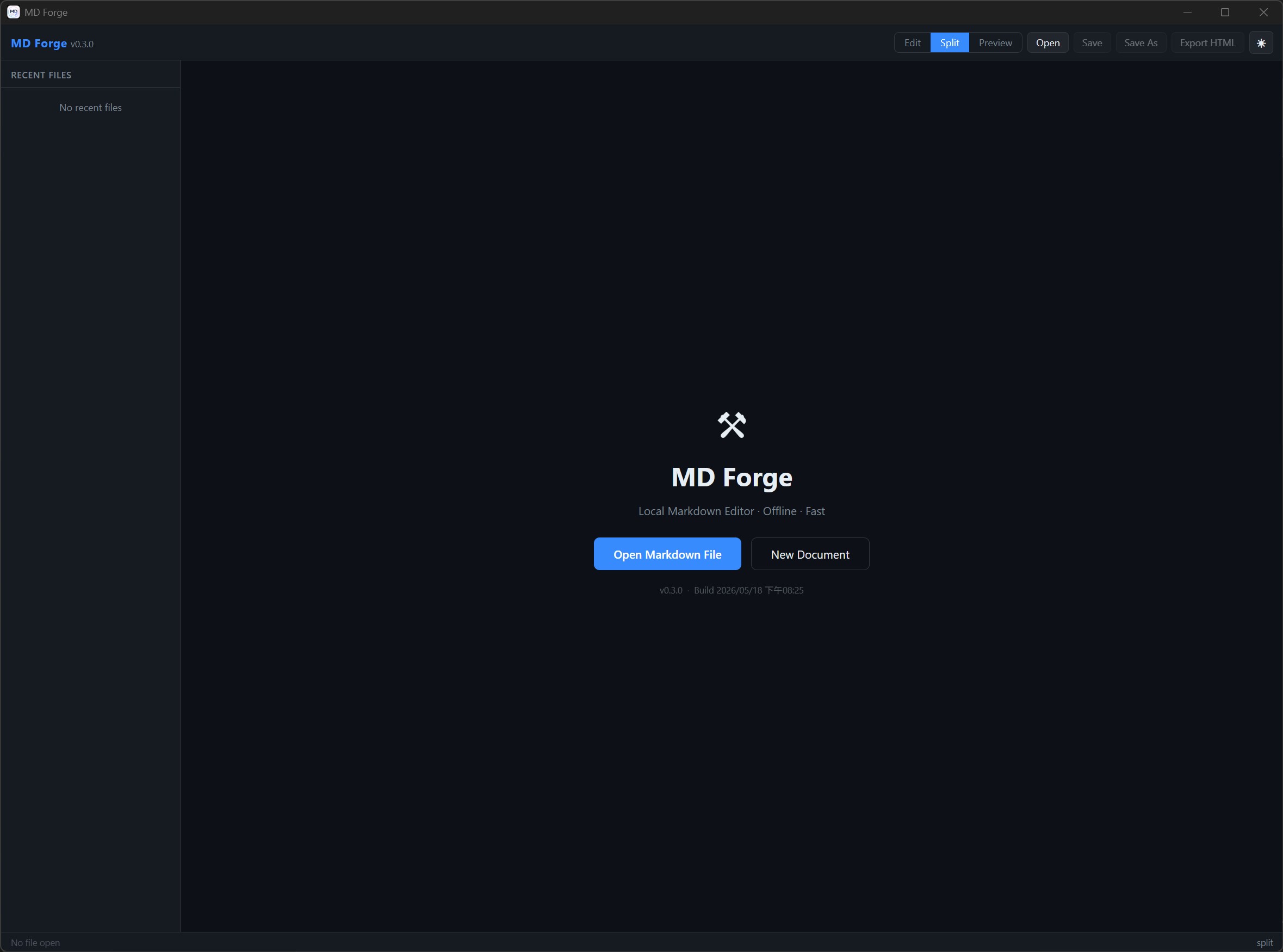 MD Forge Home Screen Empty